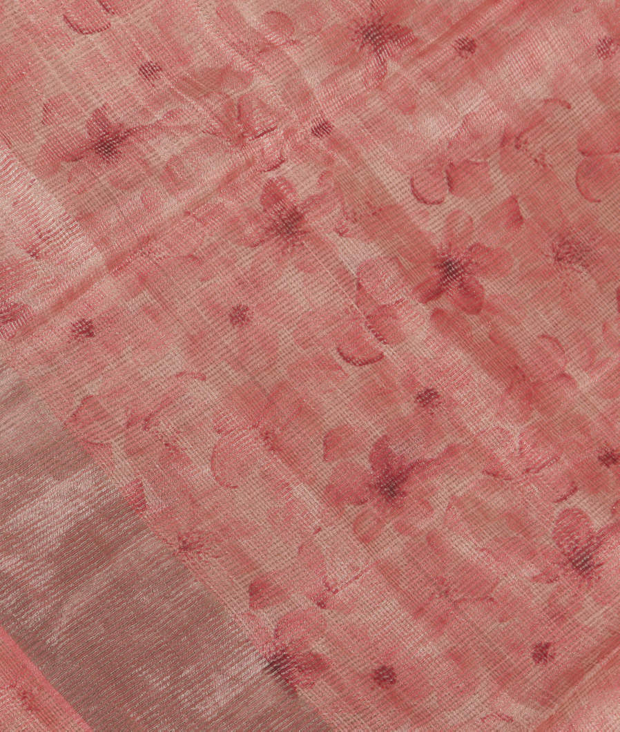 Pink Tissue Tussar Printed Saree T379352-image