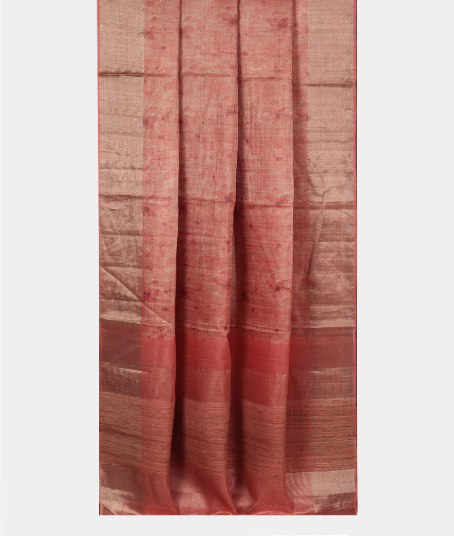 Pink Tissue Tussar Printed Saree T3793522