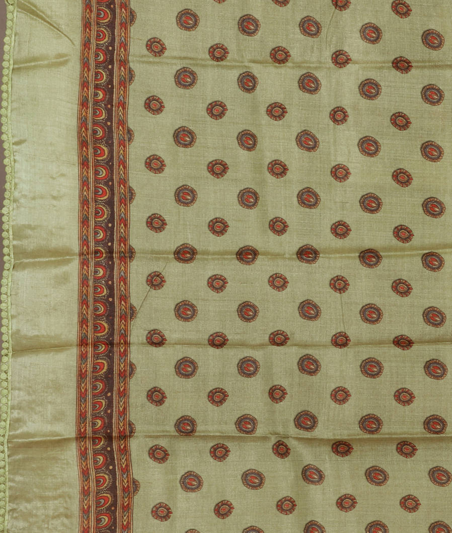 Pinkish Beige Tussar Printed Saree T3935443