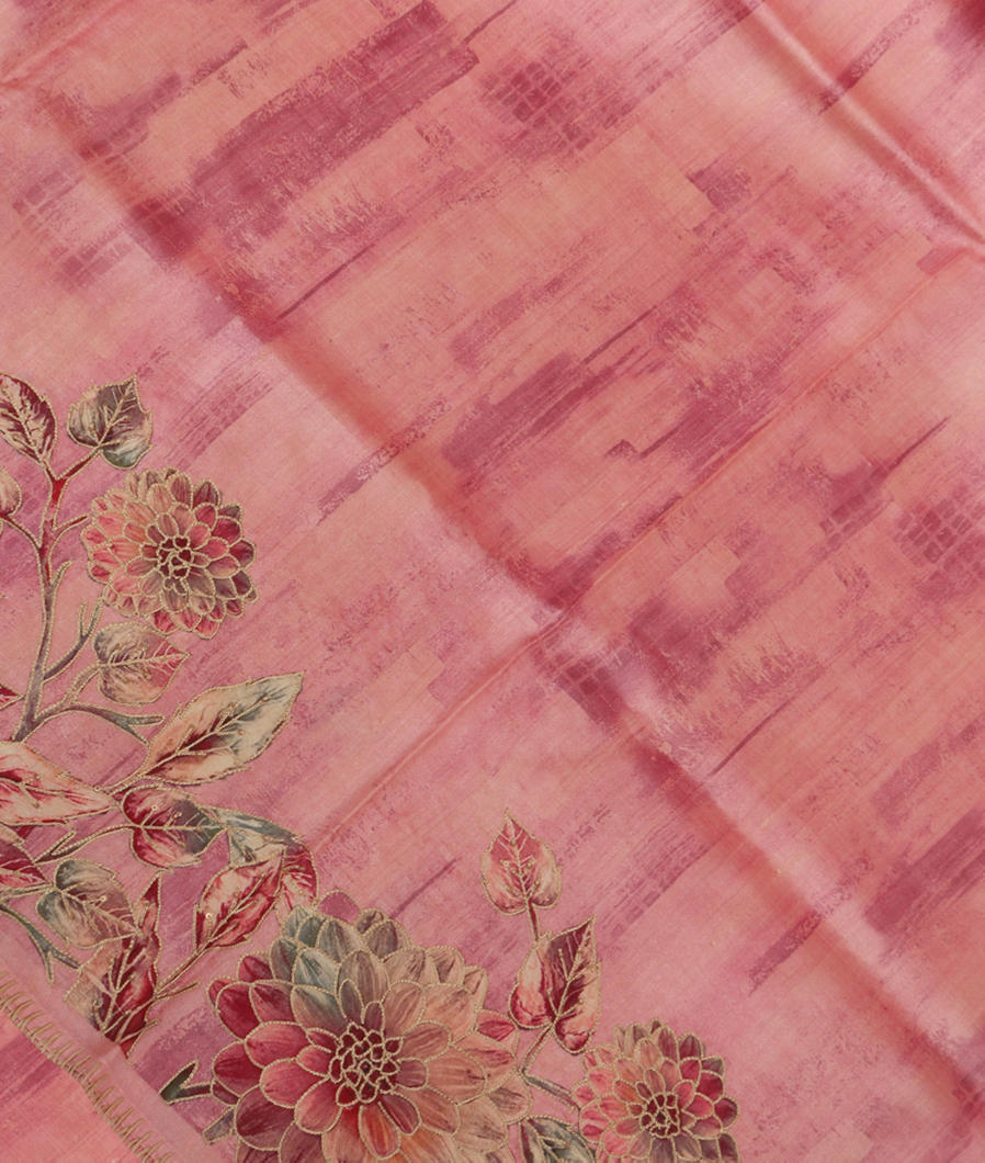 Pink Tussar Embroidery Saree T356052-image