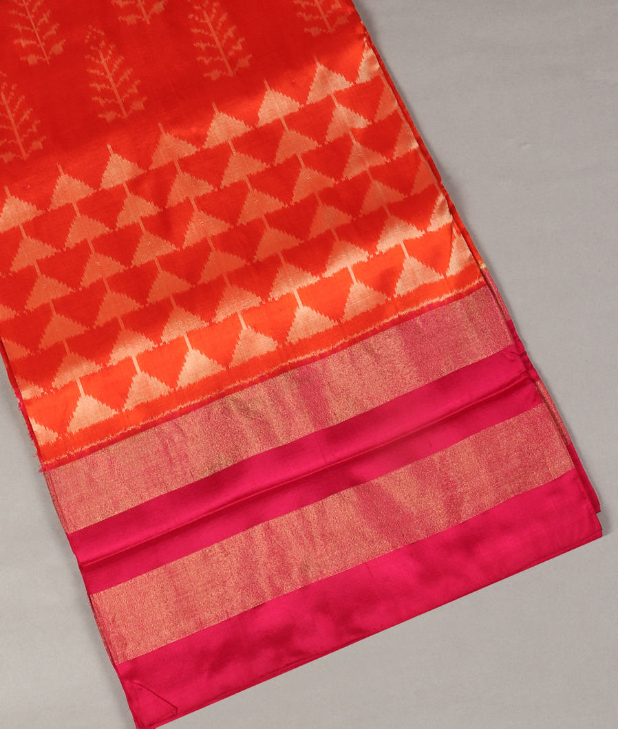 Orange Ikat Silk Saree T333249-image