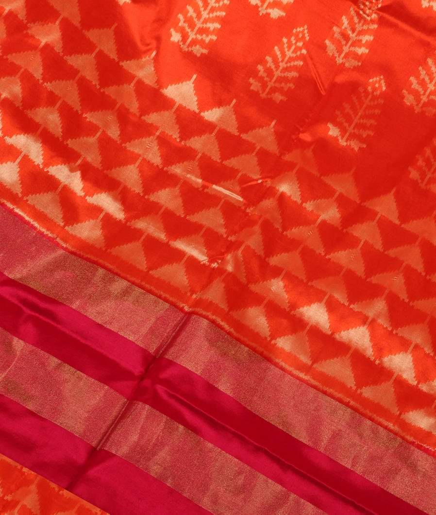 Orange Ikat Silk Saree T3332495