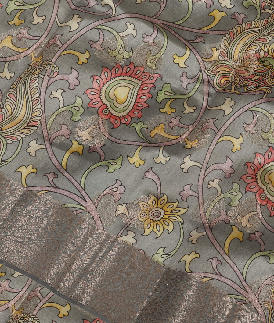 Grey Chaniya Silk Saree T3553594