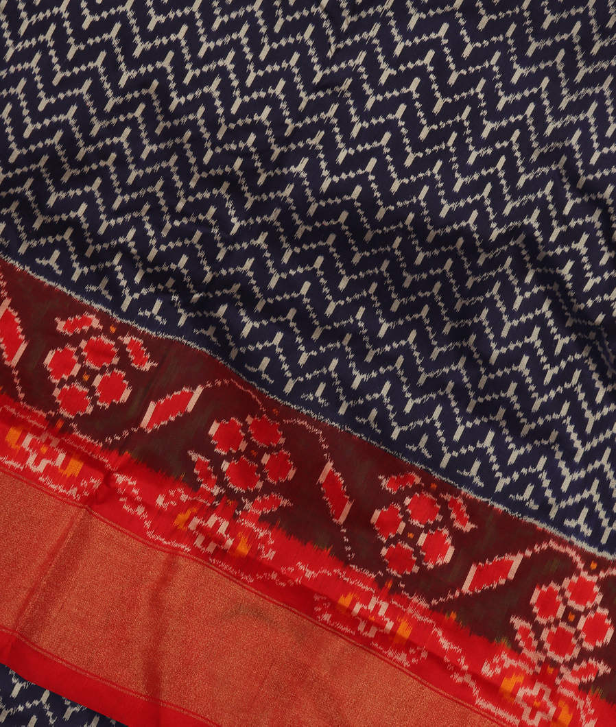 Blue Ikat Silk Saree T3593625