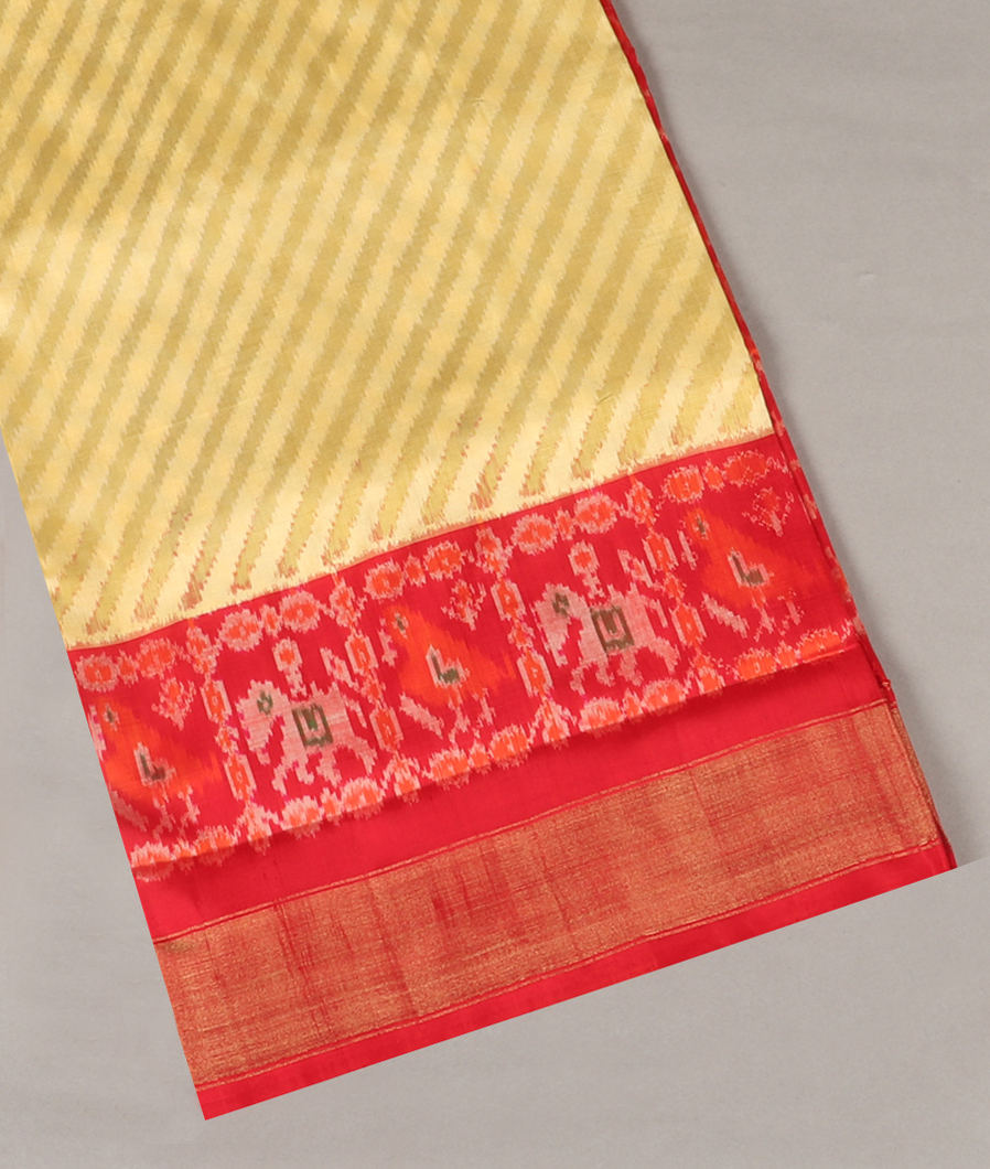 Cream Ikat Silk Saree T357610-image