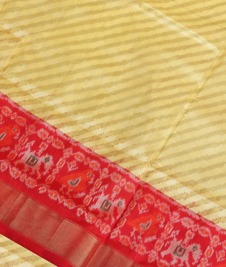 Cream Ikat Silk Saree T3576105