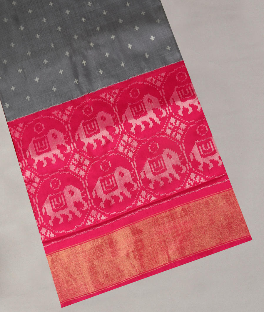 Grey Ikat Silk Saree T311264-image