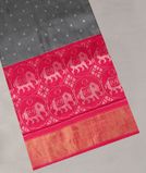 Grey Ikat Silk Saree T3112641