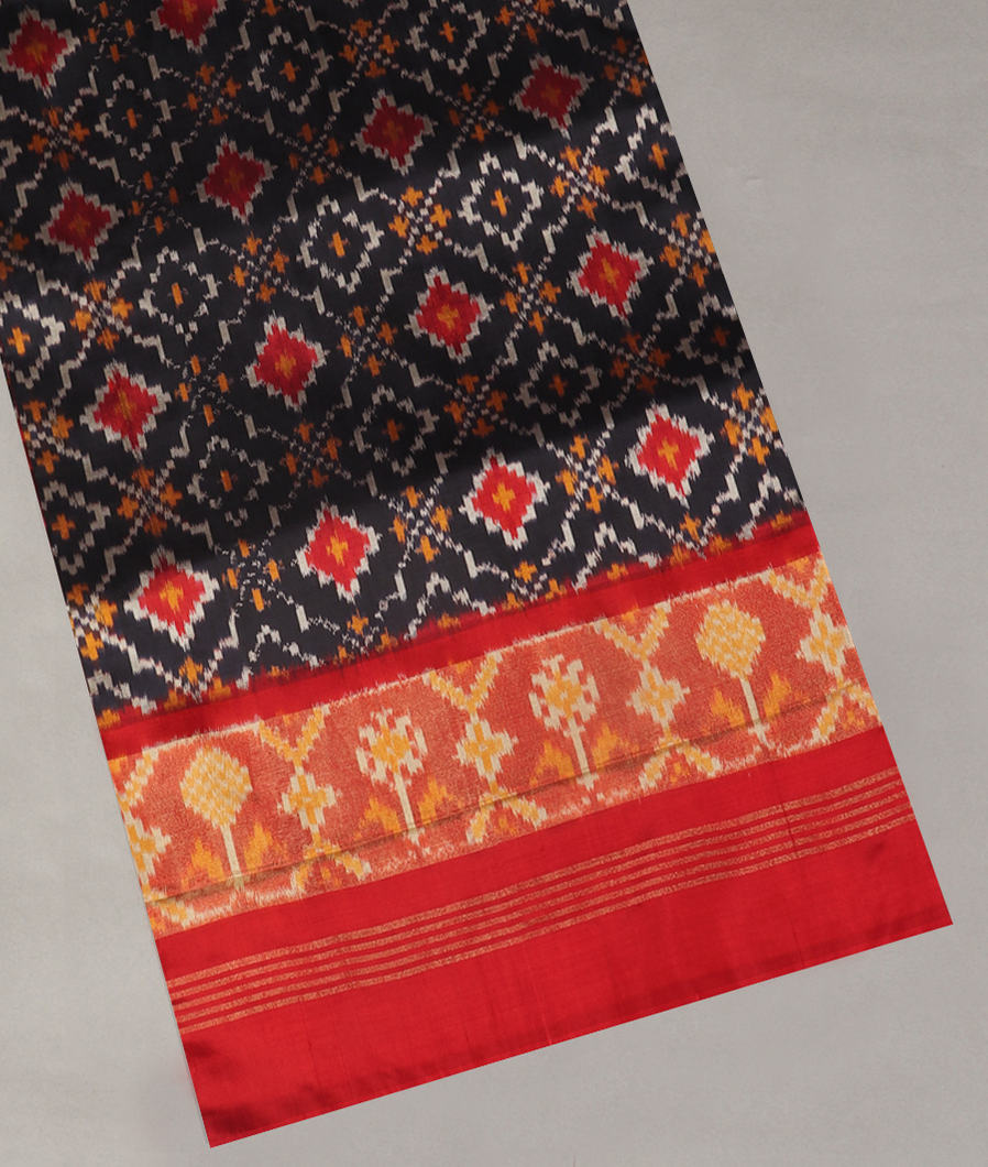 Black Ikat Silk Saree T312213-image