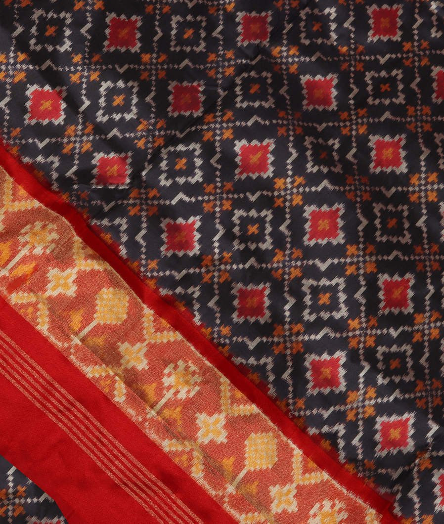 Black Ikat Silk Saree T3122135