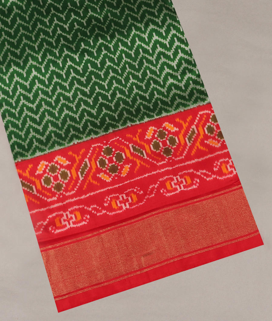 Green Ikat Silk Saree T357190-image