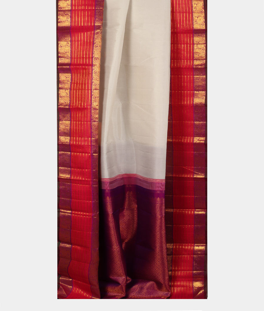 White Handwoven Kanjivaram Silk Saree T4025202