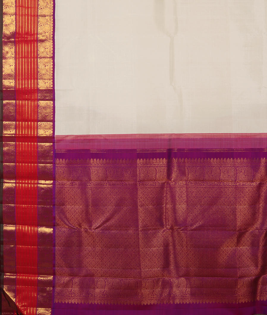 White Handwoven Kanjivaram Silk Saree T4025204