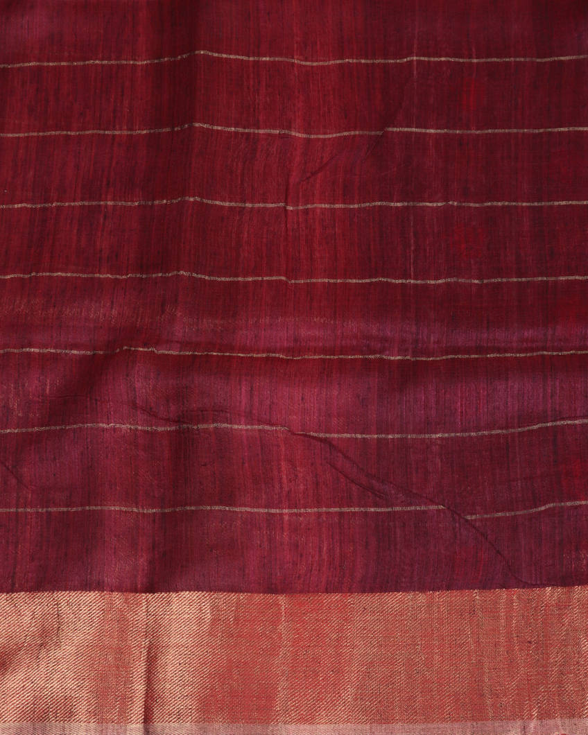 Maroon Handwoven Tussar Saree T3786283