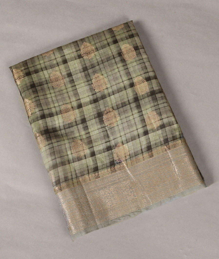 Greenish Grey Chaniya Silk Saree T373970-image