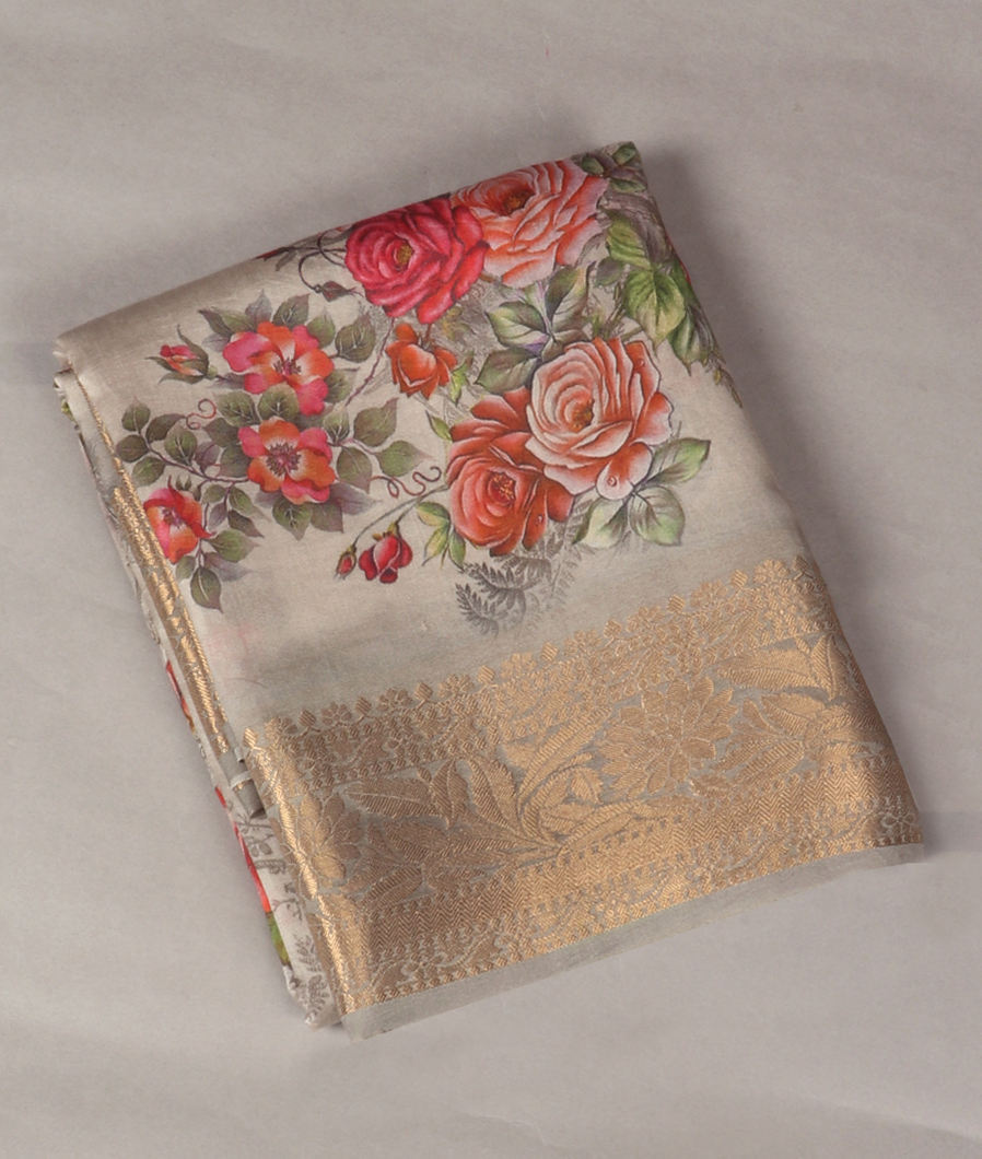 Grey Chaniya Silk Saree T347678-image