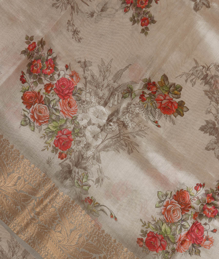 Grey Chaniya Silk Saree T3476784