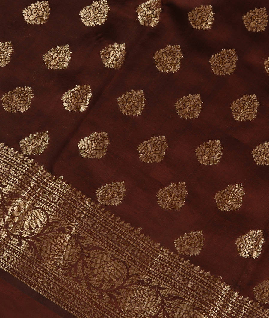 Deep Brown Chaniya Silk Saree T3467234