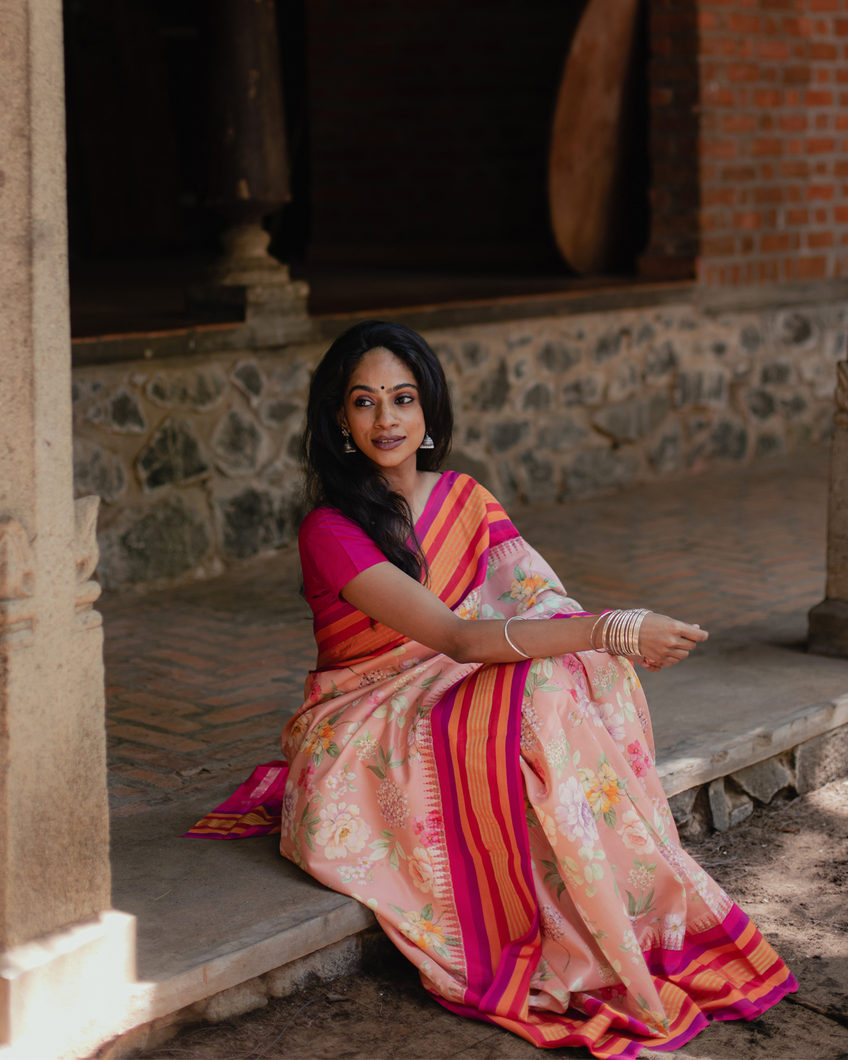 Pink Printed Soft Silk Saree T3823952