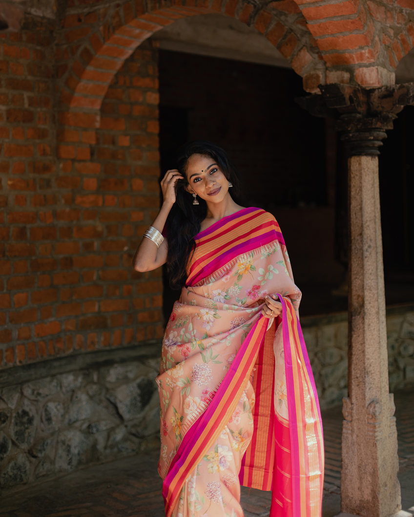 Pink Printed Soft Silk Saree T3823953