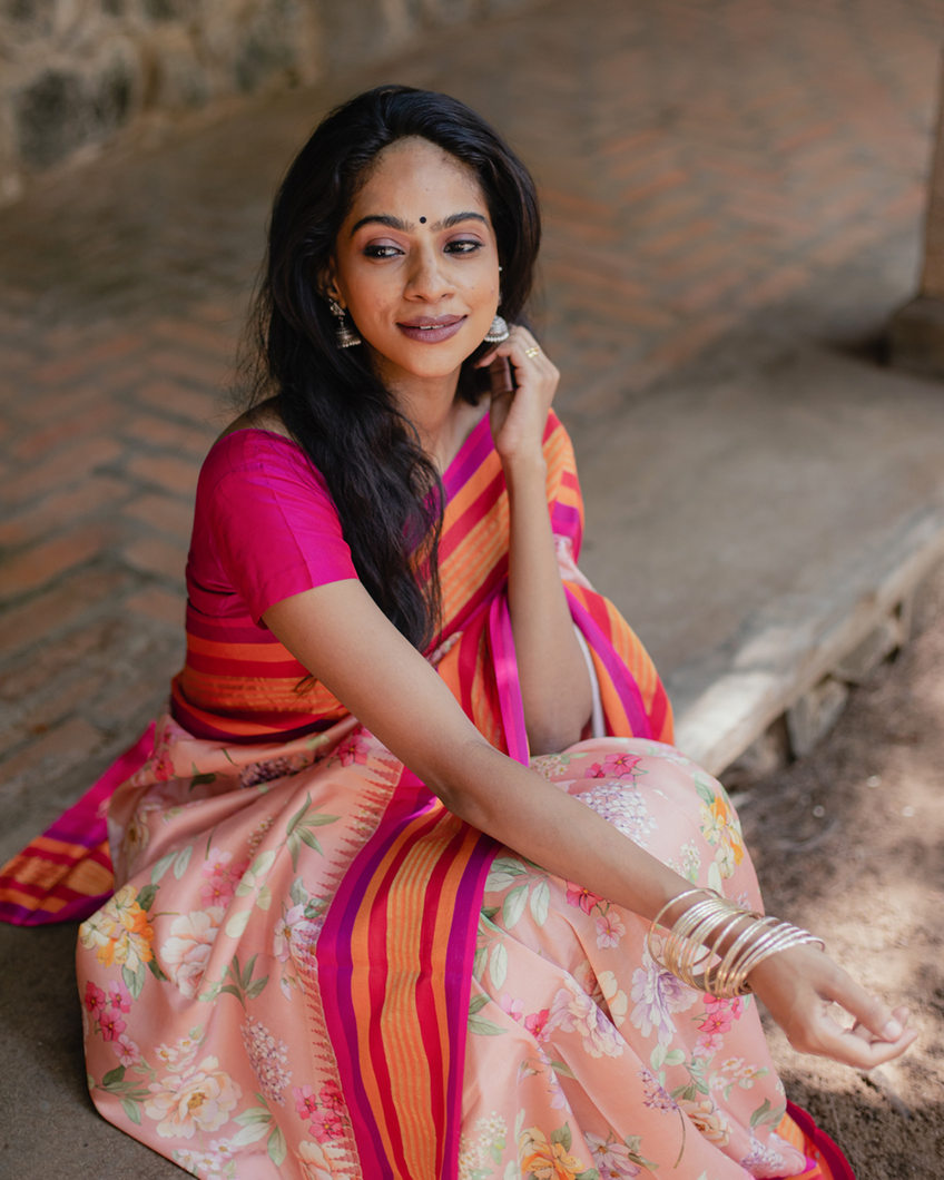 Pink Printed Soft Silk Saree T3823954