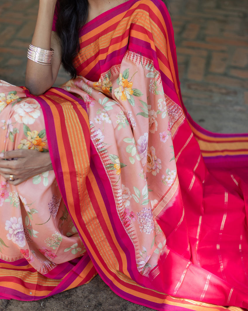 Pink Printed Soft Silk Saree T3823958