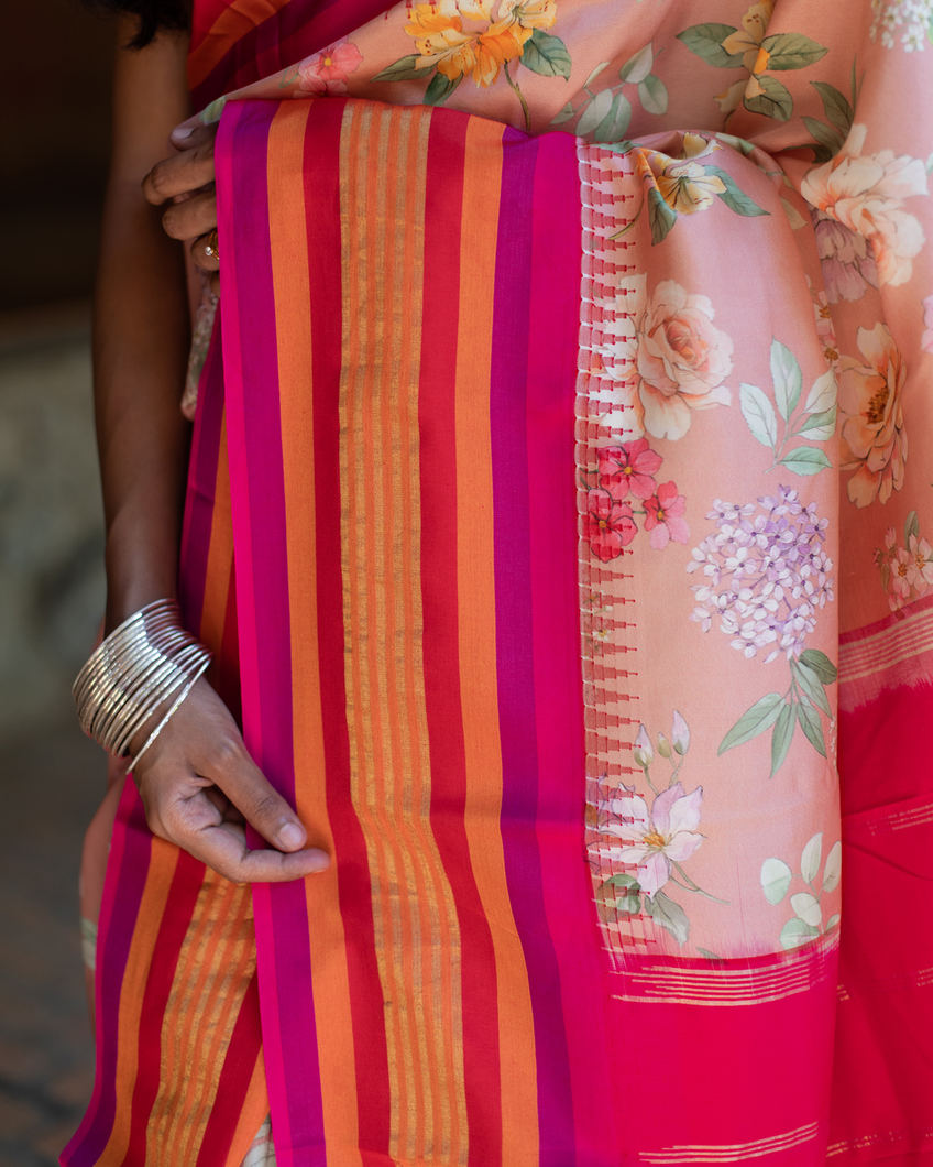 Pink Printed Soft Silk Saree T3823959
