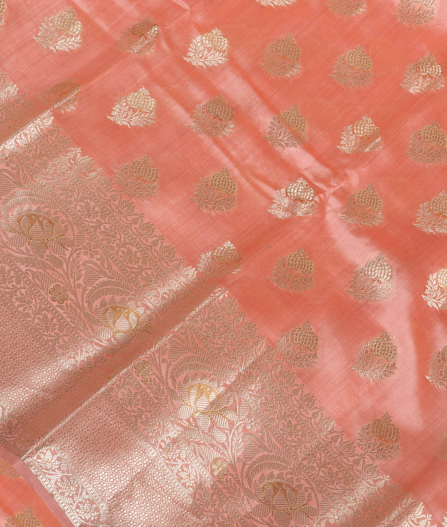Peach Chaniya Silk Saree T3799884