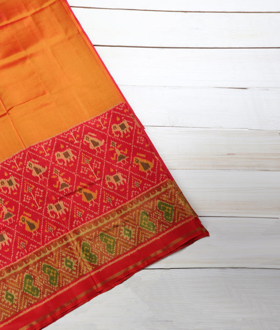 Yellow Patola Silk Saree T3273815