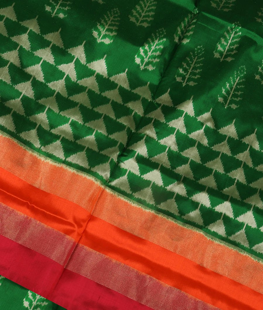 Green Ikat Silk Saree T3332545