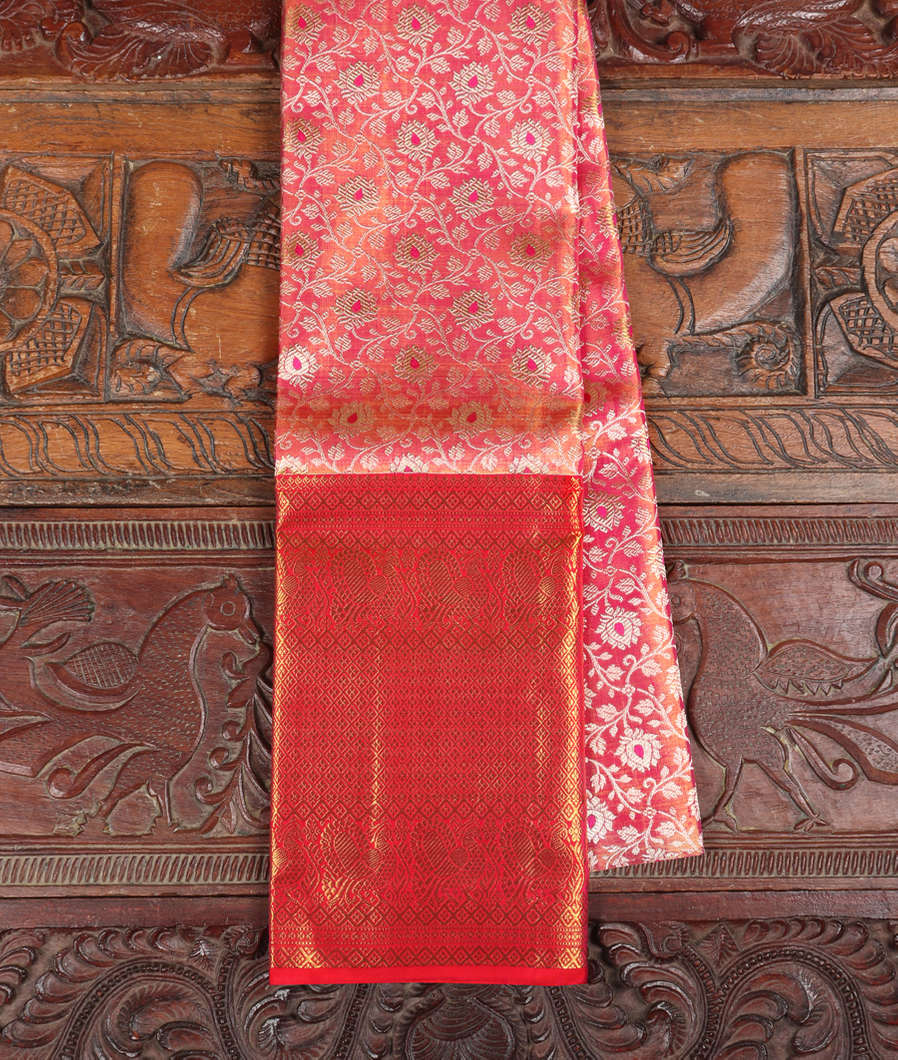 Pink Handwoven Kanjivaram Tissue Silk Pavadai T399579-image