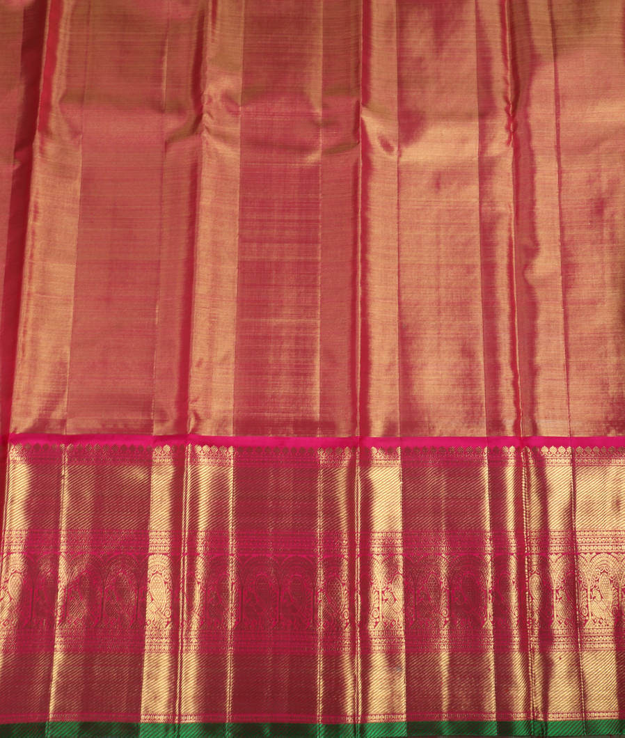 Peach Handwoven Kanjivaram Tissue Silk Pavadai T3995882