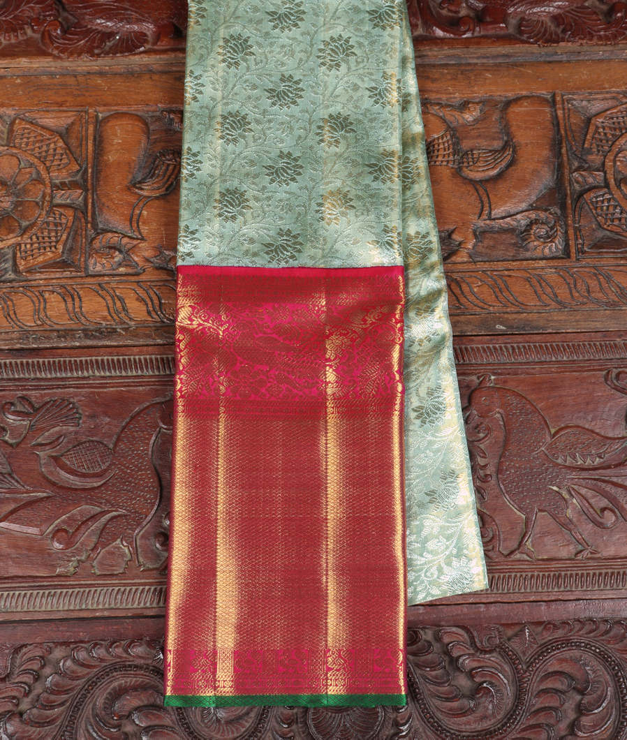 Blue Handwoven Kanjivaram Tissue Silk Pavadai T399592-image