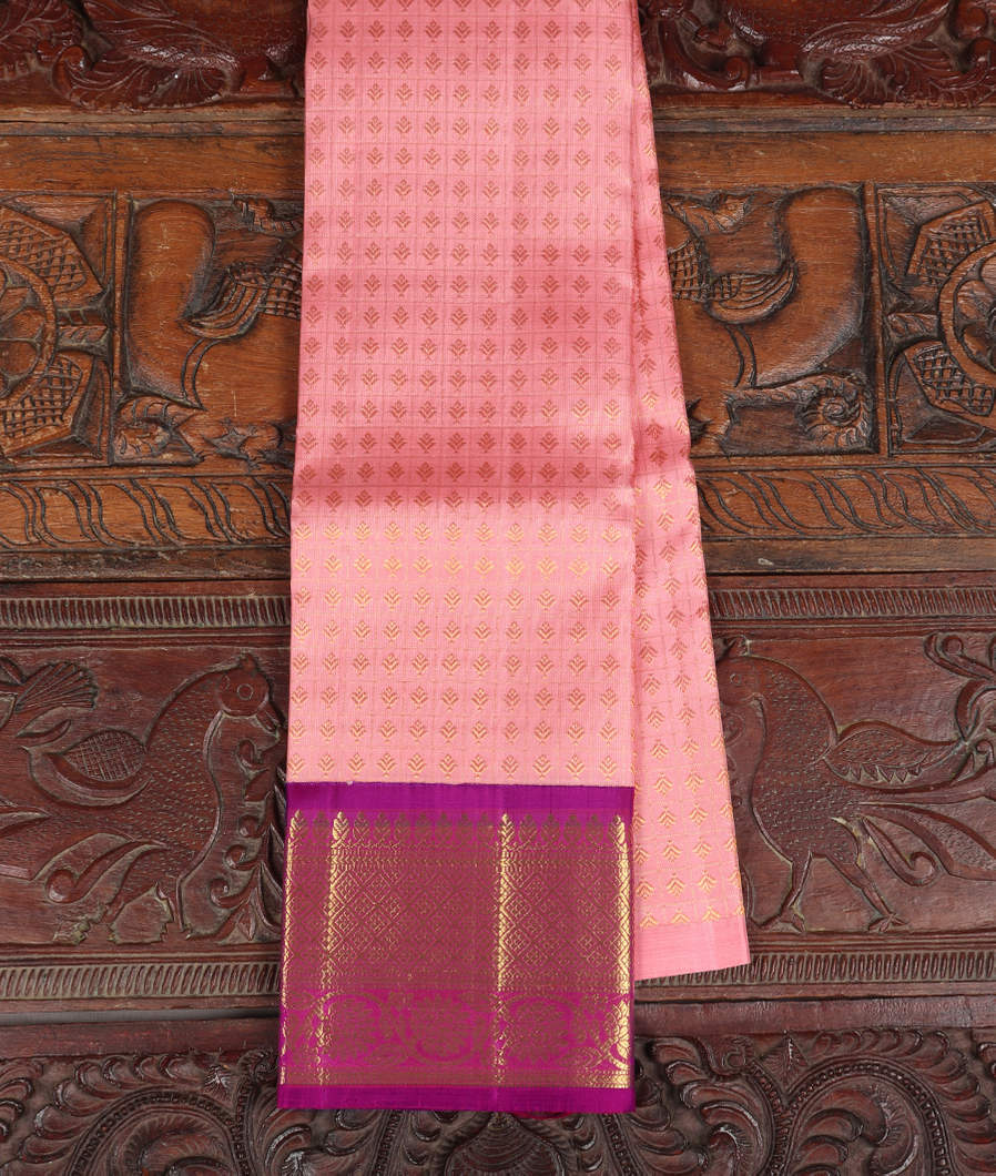 Pink Handwoven Kanjivaram Silk Pavadai T399557-image