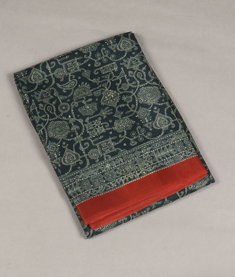 Grey Printed Silk Saree T378368-image