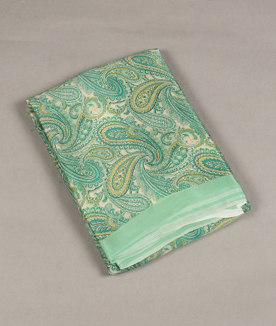 Green Satin Crepe Silk Saree T330942-image