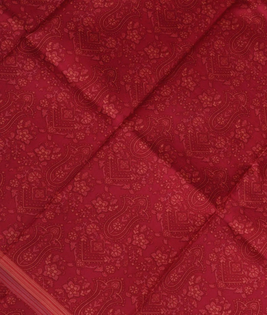 Red Printed Silk Saree T3783574