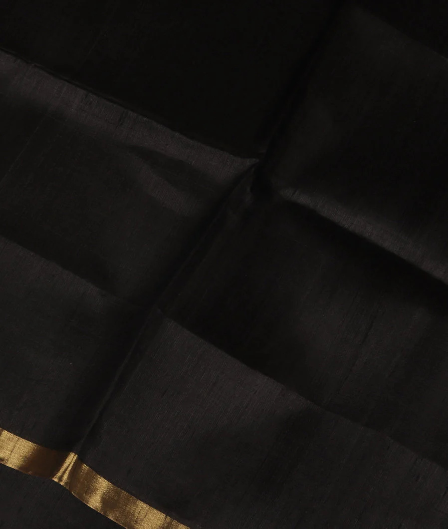Black Woven Raw Silk Saree T3843234