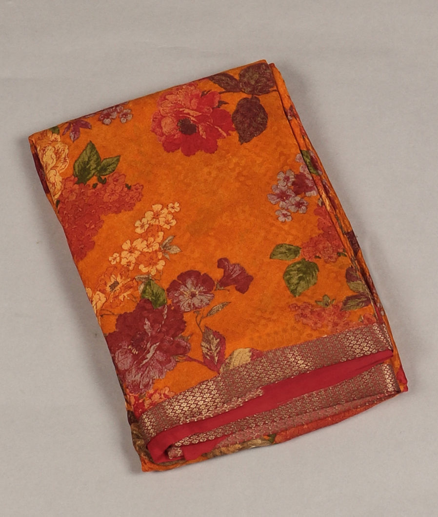 Yellow Crepe Silk Saree T342822-image