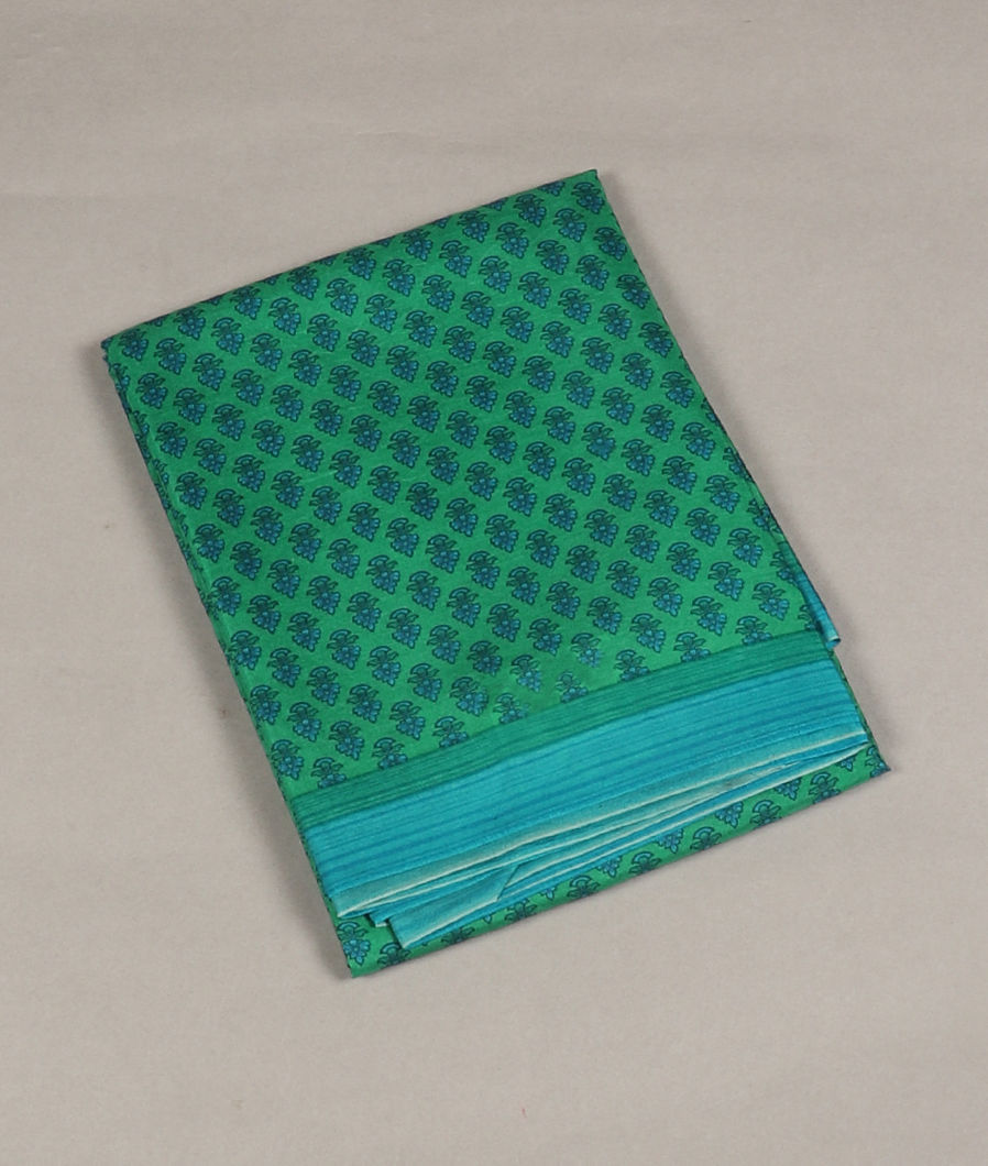 Green Printed Silk Saree T378338-image