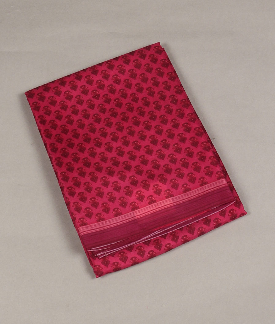 Pinkish Red Printed Silk Saree T378343-image