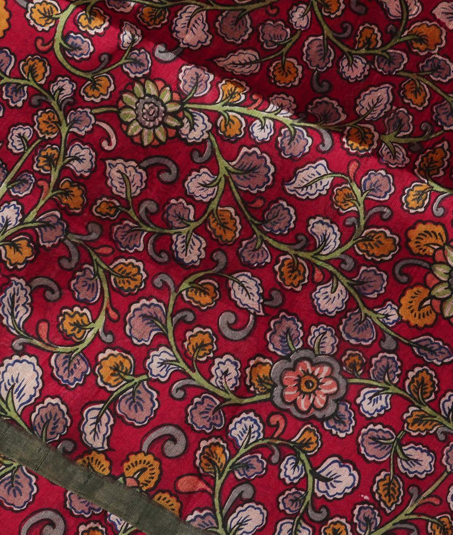 Reddish Pink Printed Raw Silk Saree T3543884