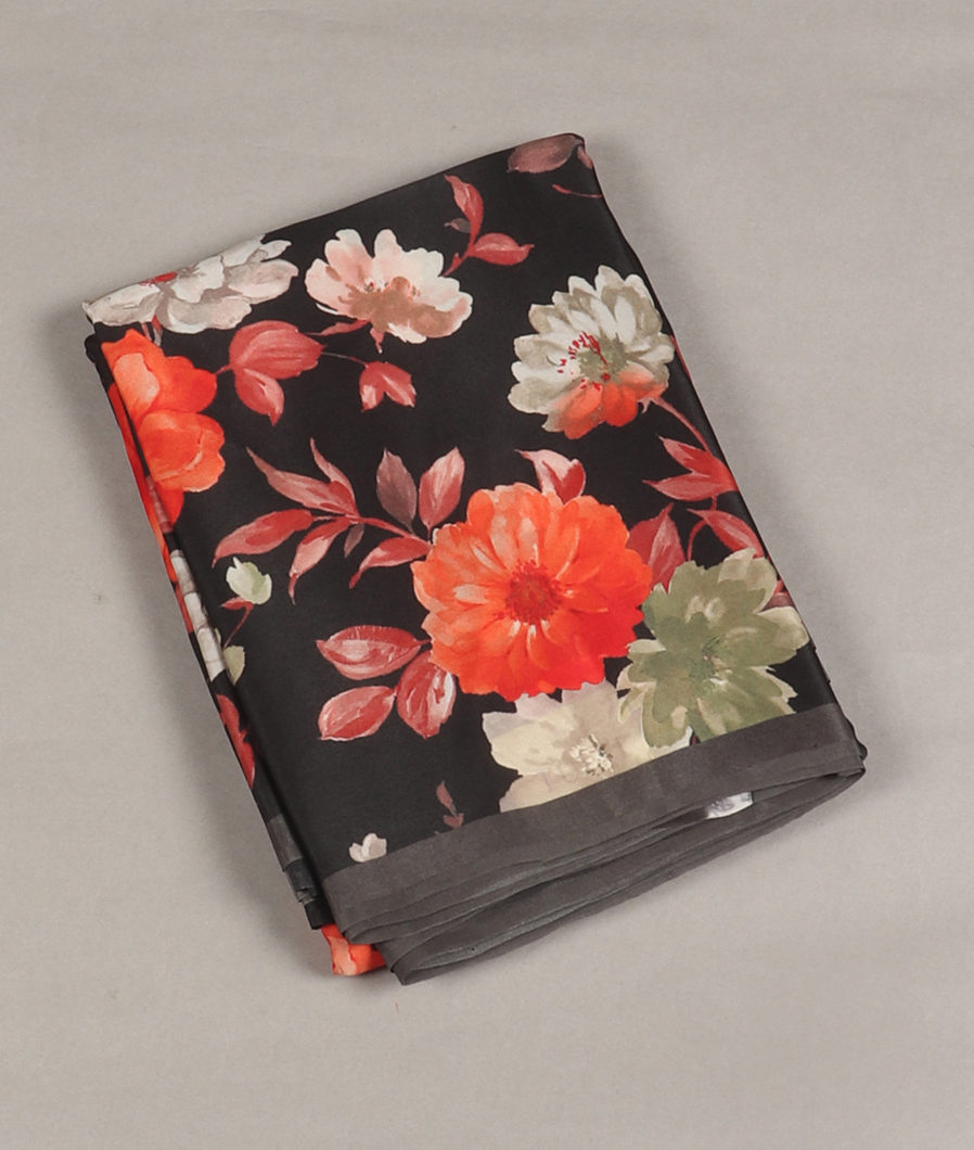 Black Crepe Silk Saree T260279-image