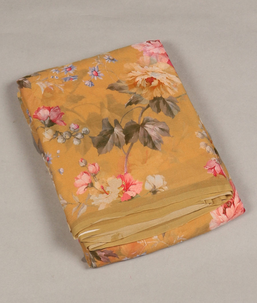 Yellow Chiffon Silk Saree T335826-image