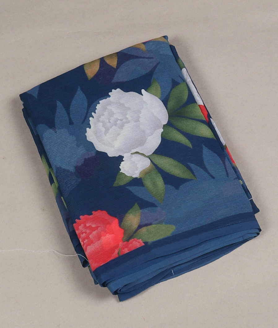 Blue Chiffon Silk Saree T330059-image