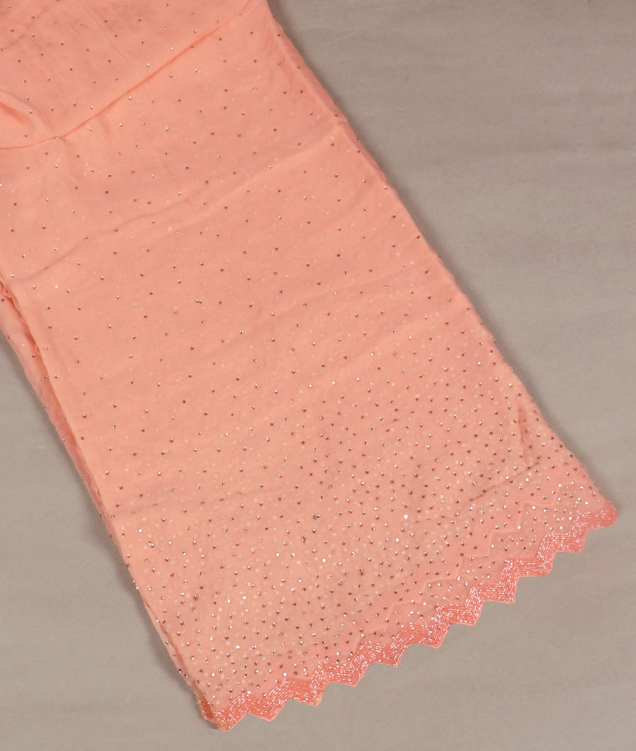 Peach Chiffon Embroidery Silk Saree T381529-image