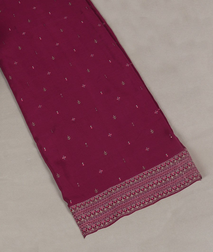 Purple Crepe Silk Embroidery Saree T360086-image