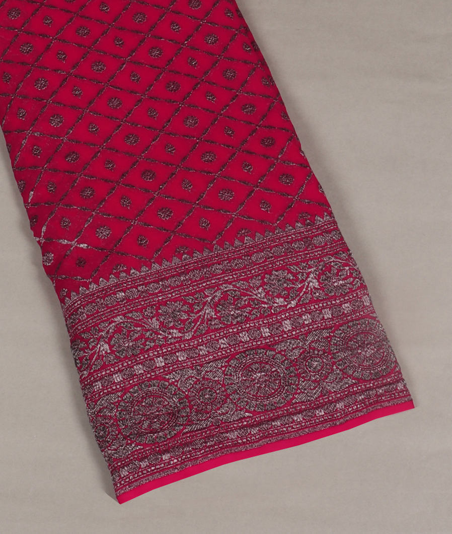 Magenta Banaras Georgette Silk Saree T382248-image