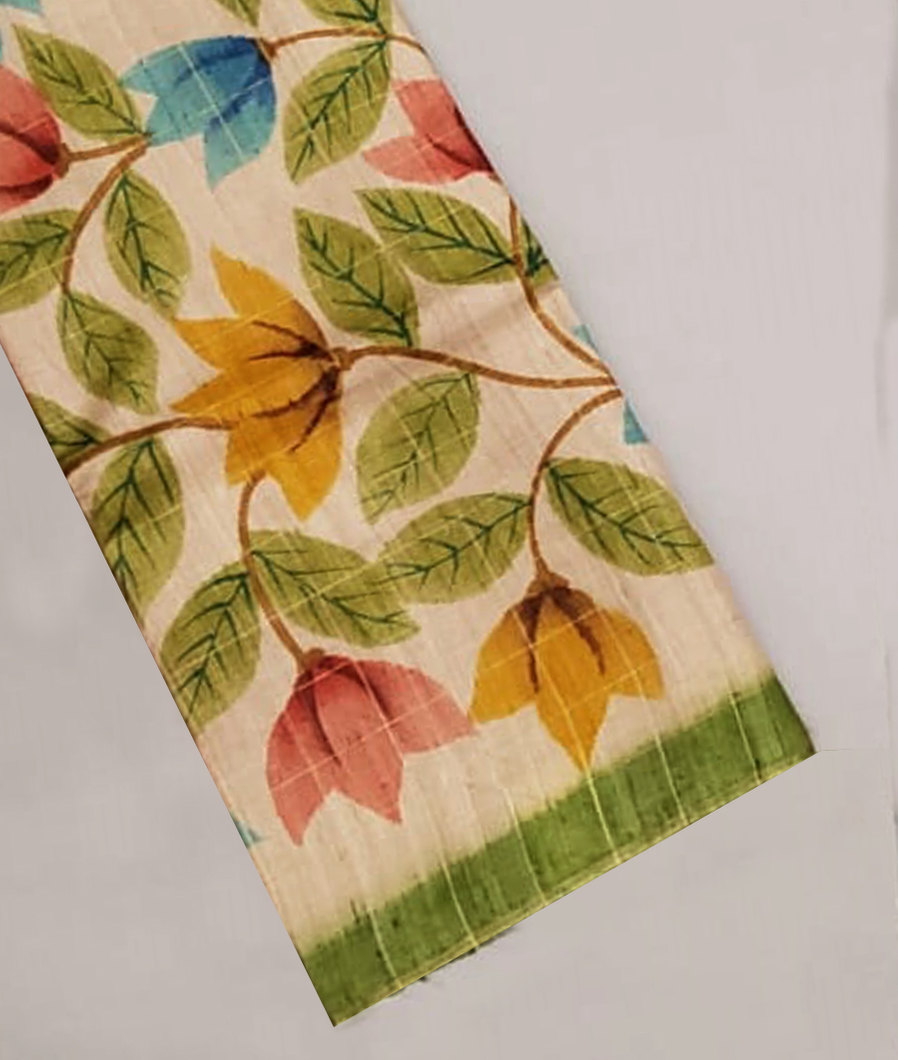 Beige Tussar Printed Saree T381473-image
