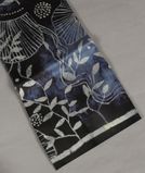 Black And Blue Batik Printed Silk Saree T3711161